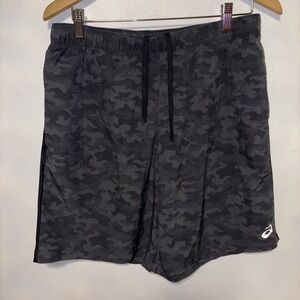 Rhone Men's Black Gray Camouflage Athletic Shorts Size L Drawstring Pockets